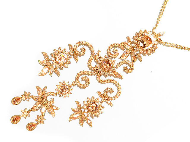Otazu Silver Champagne CZ Gold Plated 72cm Necklace