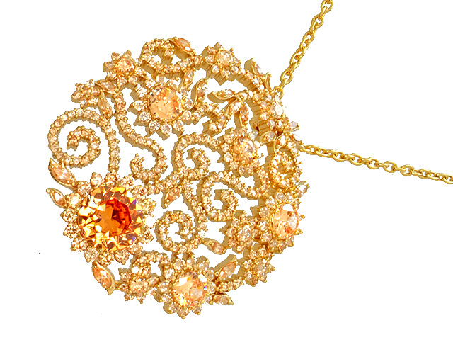 Otazu Silver Champagne CZ Gold Plated 72cm Necklace