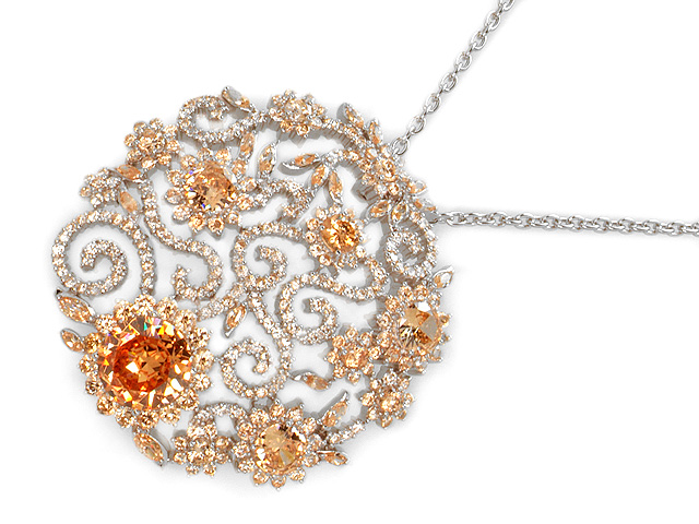 Otazu Silver Champagne CZ 100cm Necklace