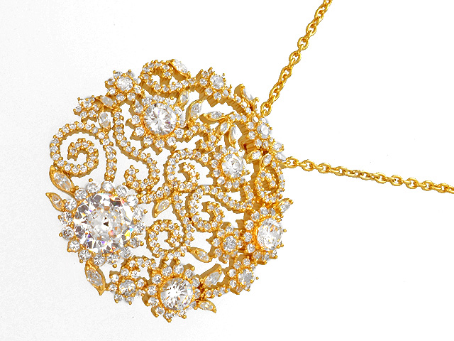 Otazu Silver CZ Gold Plated 72cm Necklace