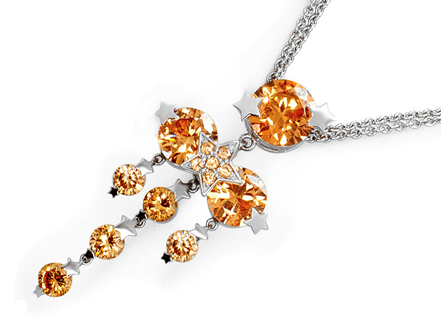 Otazu Silver Champagne CZ Necklace