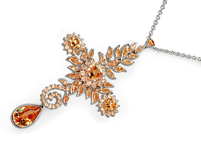 Otazu Silver Champagne CZ 72cm Necklace