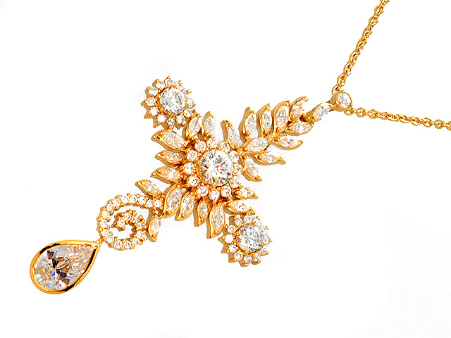 Otazu Silver CZ Gold Plated 72cm Necklace