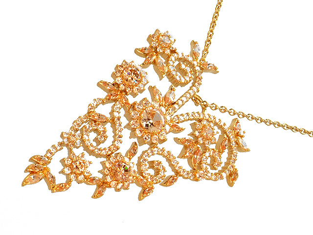 Otazu Silver Champagne CZ Gold Plated 72cm Necklace