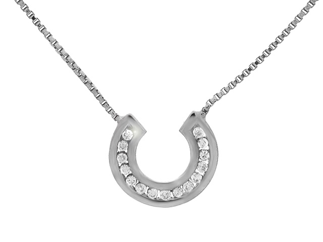 9ct White Gold CZ Necklace