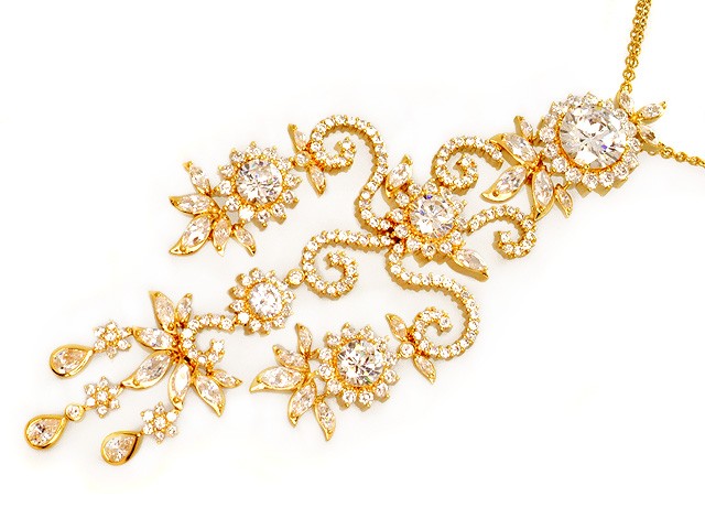Otazu Silver CZ Gold Plated 100cm Necklace