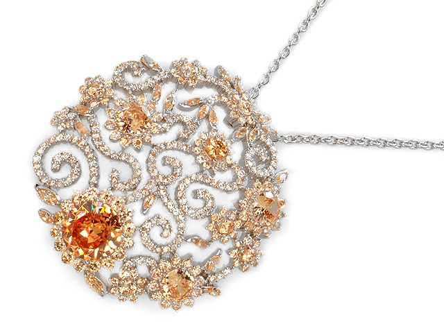 Otazu Silver Champagne CZ 72cm Necklace