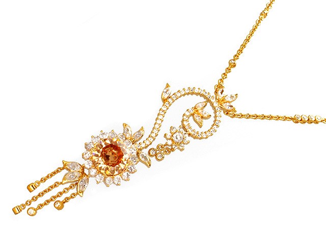 Otazu Silver Champagne CZ Gold Plated 72cm Necklace