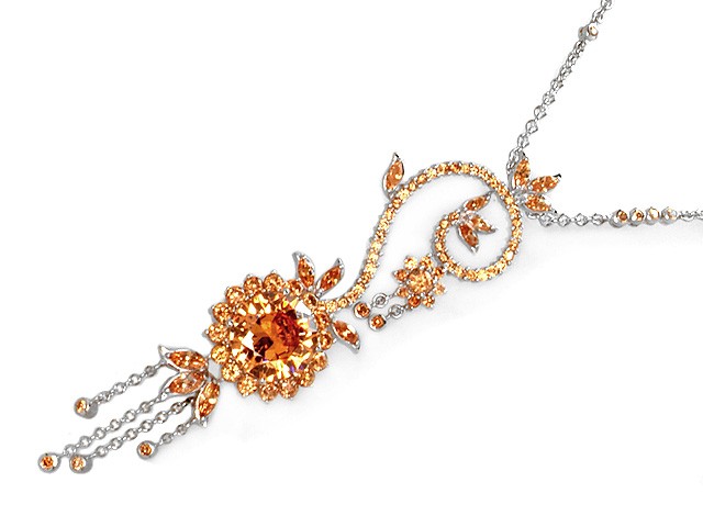 Otazu Silver Champagne CZ 72cm Necklace