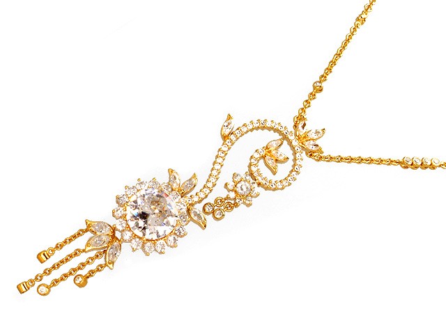 Otazu Silver CZ Gold Plated 72cm Necklace