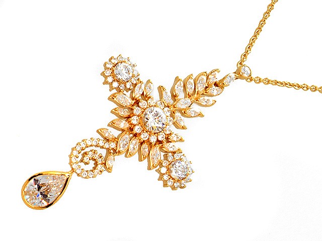 Otazu Silver CZ Gold Plated 100cm Necklace
