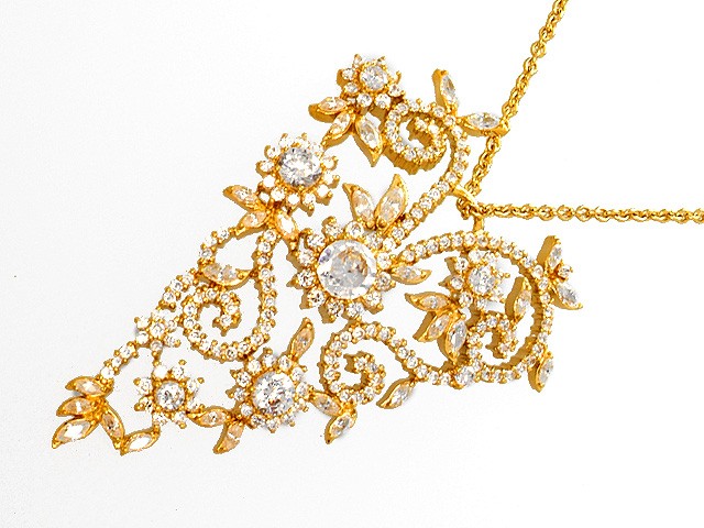 Otazu Silver CZ Gold Plated 72cm Necklace