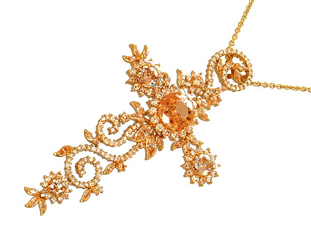 Otazu Silver Champagne CZ Gold Plated Necklace