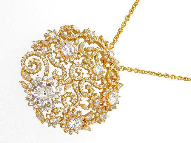 Otazu Silver CZ Gold Plated 42cm Necklace