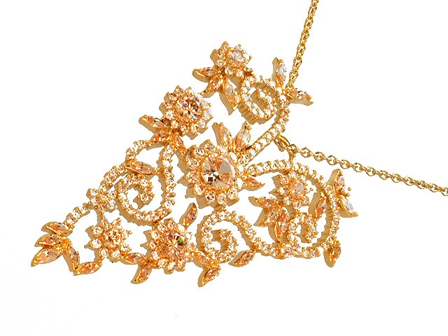 Otazu Silver Champagne CZ Gold Plated 100cm Necklace