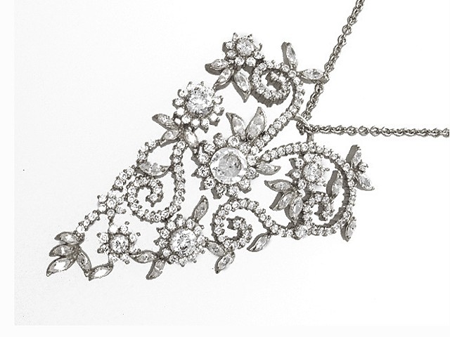 Otazu Silver White CZ Heart 42cm Necklace