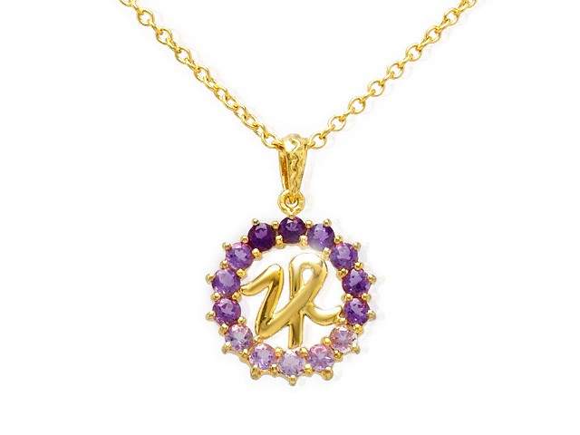 Zandra Rhodes Gold Plated Silver Amethyst ZR Necklace