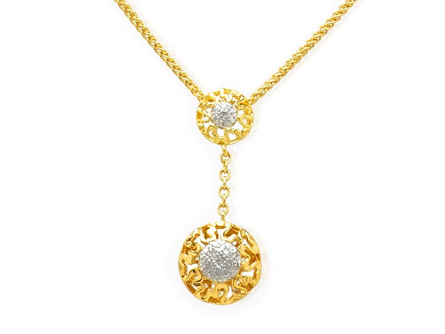 Zandra Rhodes Gold Plated Silver Diamond Drop Necklace