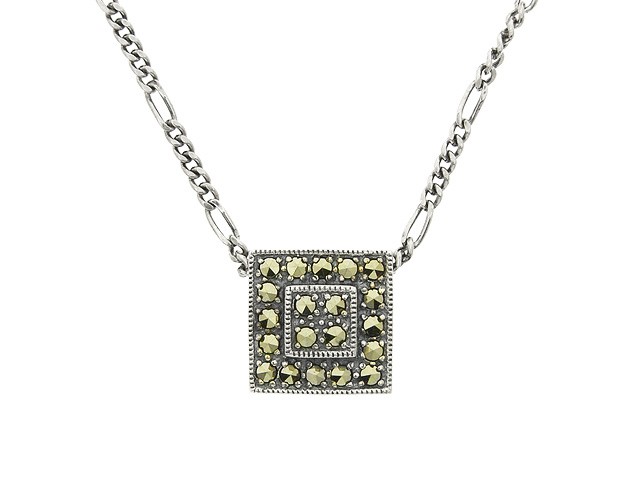Silver Square Marcasite Necklace
