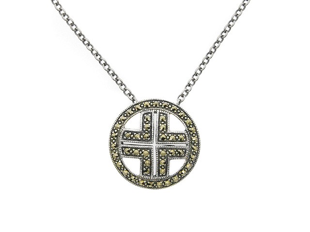 Sterling Silver Marcasite Cross Necklace