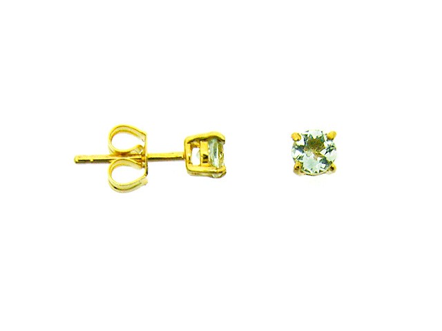 9ct Yellow Gold Green Mint Quartz Stud Earrings