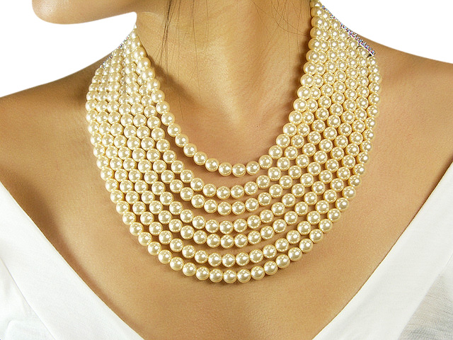 Otazu Cream Pearl Crystal Necklace