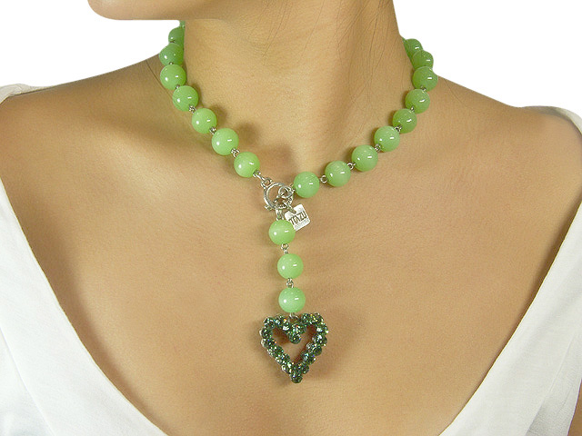 Otazu Green Bead Erinite Crystal Necklace