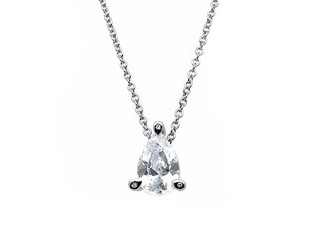 Esse Silver CZ Pear Shape Necklace