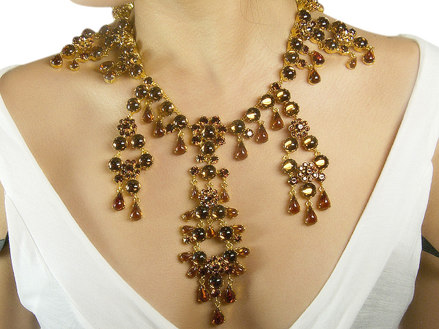 Otazu Smoked Topaz Crystal Chandelier Necklac
