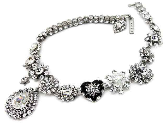 Otazu Silver Tone White Crystal Necklace