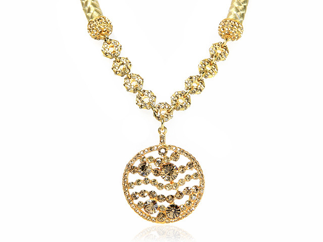Otazu Gold Tone Crystal Chunky Drop Necklace