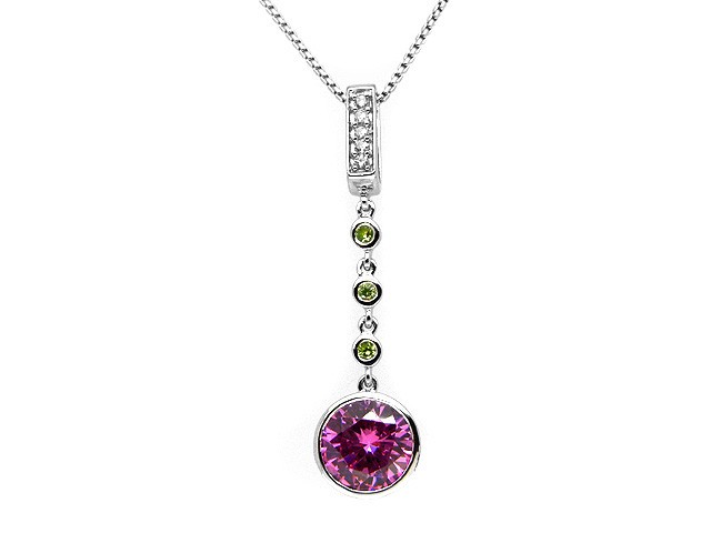 Esse Silver Pink CZ Drop Necklace