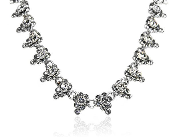 Otazu Silver Tone Black Diamond Necklace
