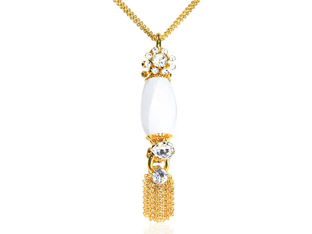 Otazu Gold Tone White Drop Necklace