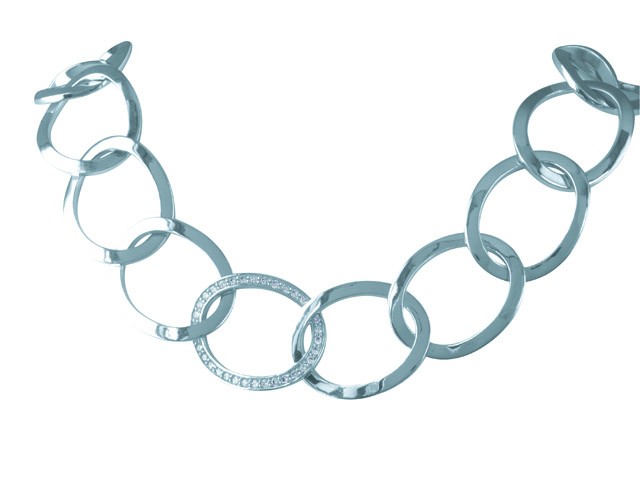 Cai Wild Thing Collection CZ Silver Link Chain Necklace
