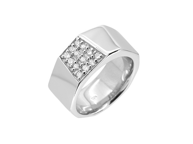 Cai Cubic Zirconia Silver Wide Band Ring