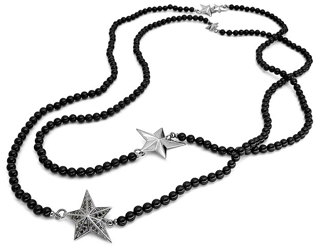 Cai Pretty Woman Collection Onyx Star CZ Silver Necklac