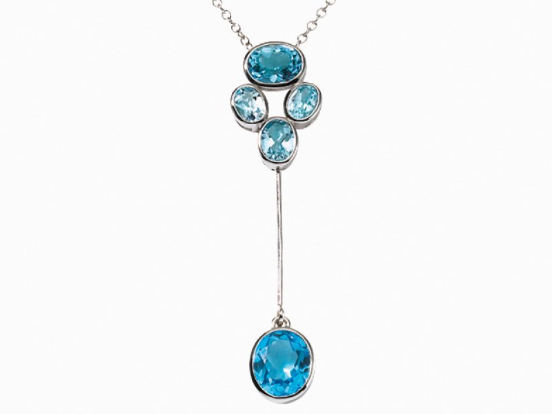 18ct White Gold Blue Topaz Necklace