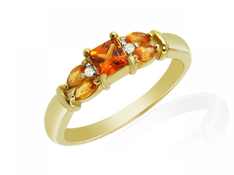 9ct Yellow Gold Orange Sapphire 