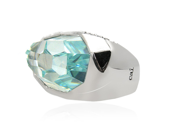 Cai Ice Blue Cubic Zirconia Chunky Silver Ring