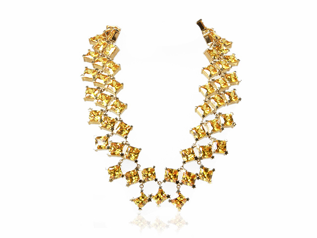 Otazu Gold Plated Silver Yellow CZ 42cm Necklace