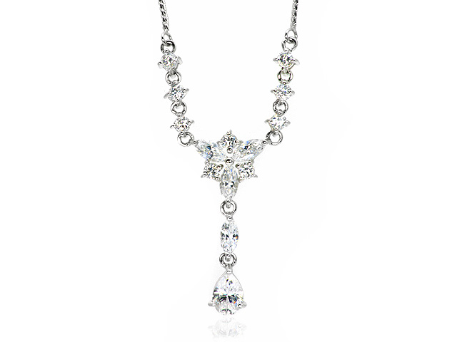 9ct White Gold White Cubic Zirconia Necklace