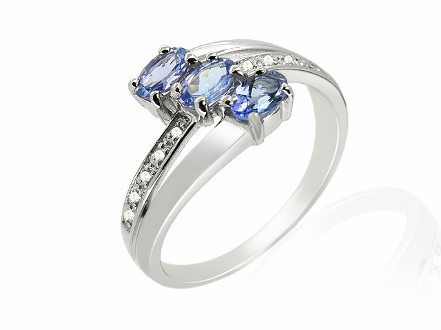 White Gold Tanzanite  Diamond Contemporary Ring Size N 9 Carat White ...