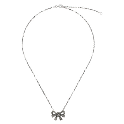 925 Sterling Silver Marcasite 41cm Ribbon Design Necklace
