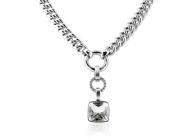 925 Sterling Silver White Cubic Zirconia 41cm Necklace