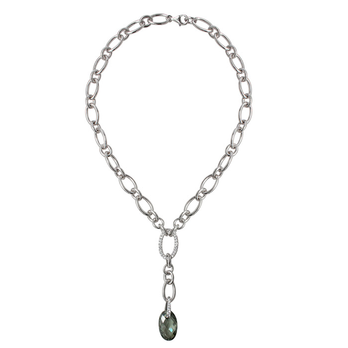 925 Sterling Silver Multi Coloured Cubic Zirconia 41cm Drop Necklace