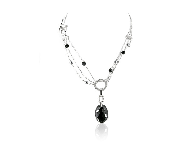 925 Sterling Silver Cubic Zirconia, Onyx 