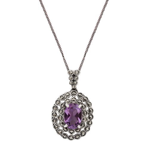 925 Sterling Silver Amethyst 