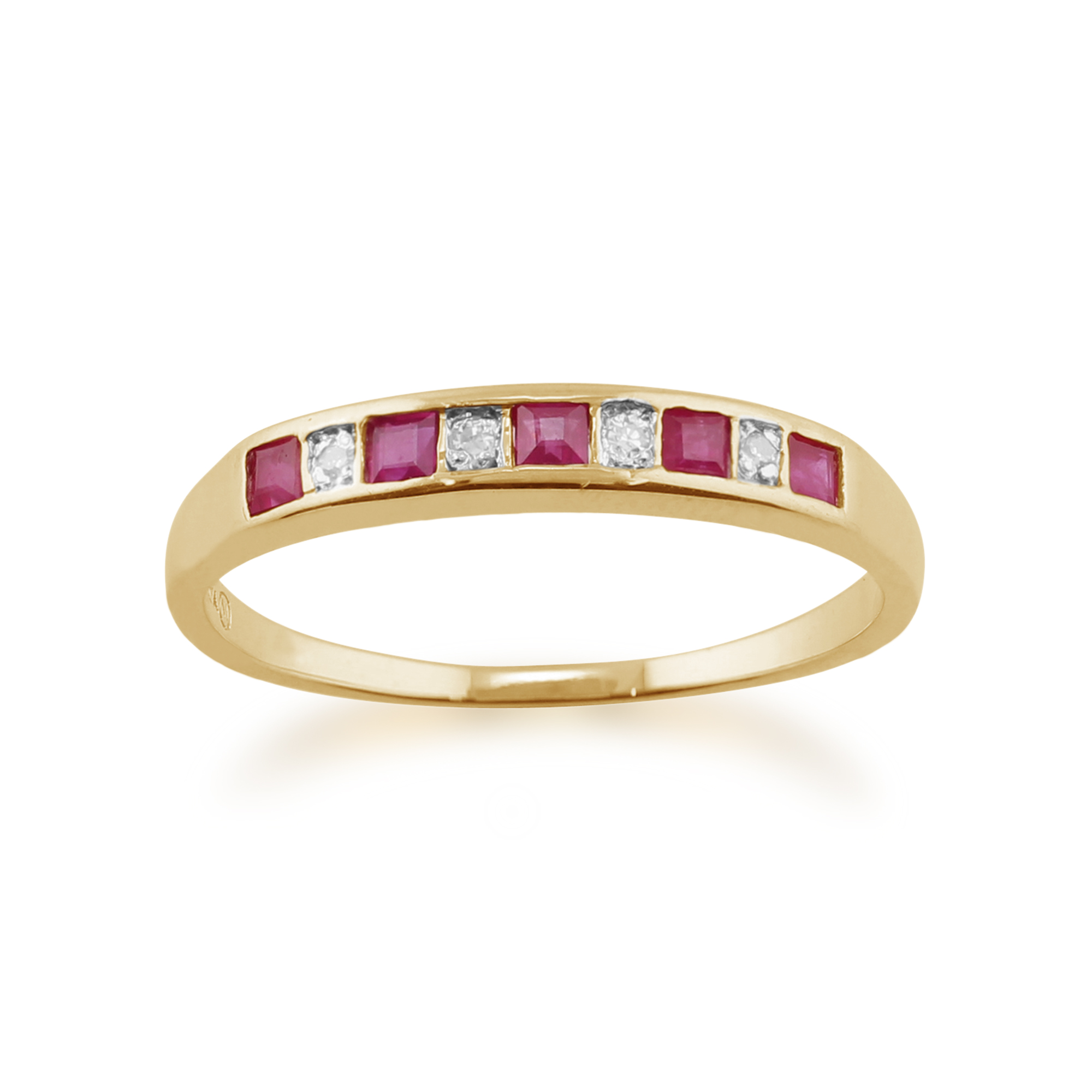 9ct Ruby and Diamond Yellow Gold Ring