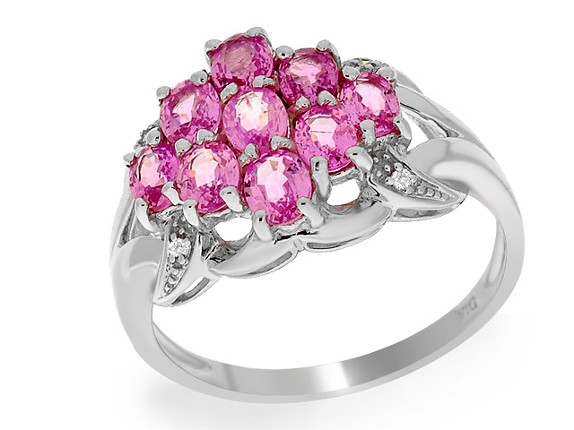 9ct White Gold Pink Sapphire 